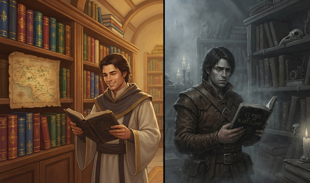 Reader distinguishing dark fantasy from conventional fantasy.