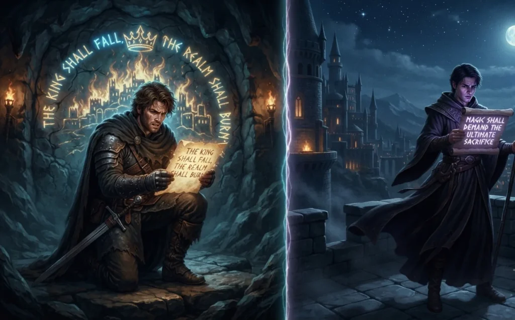 Fantasy protagonists responding differently to their destinies.