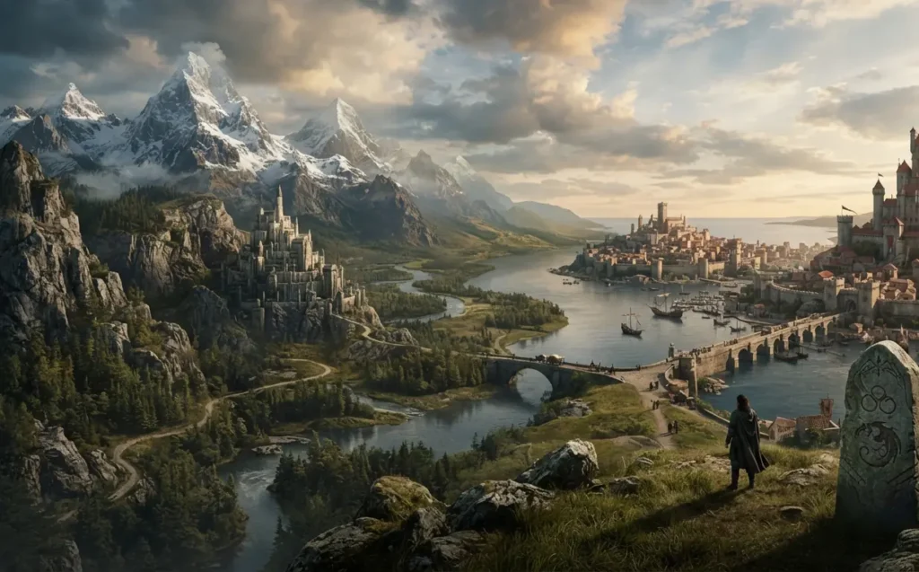 Modern fantasy influenced by Tolkien and Martin.