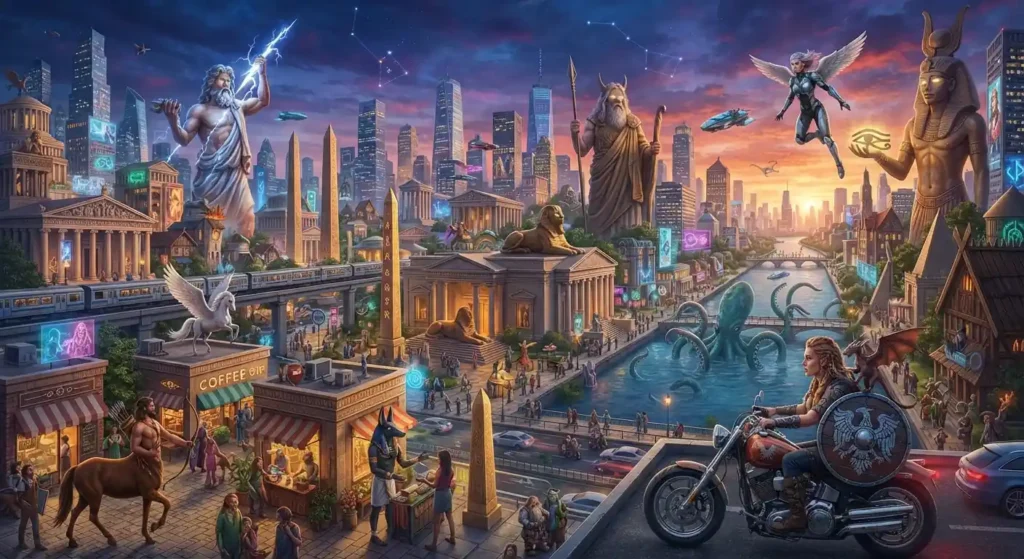 Greek mythological elements appearing in modern fantasy.