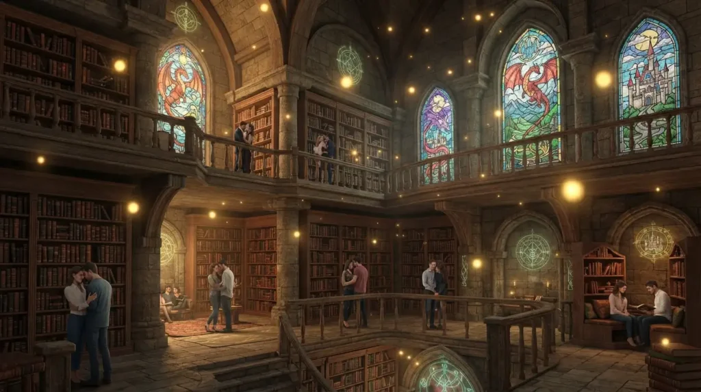 Romantasy combining romance and fantasy.