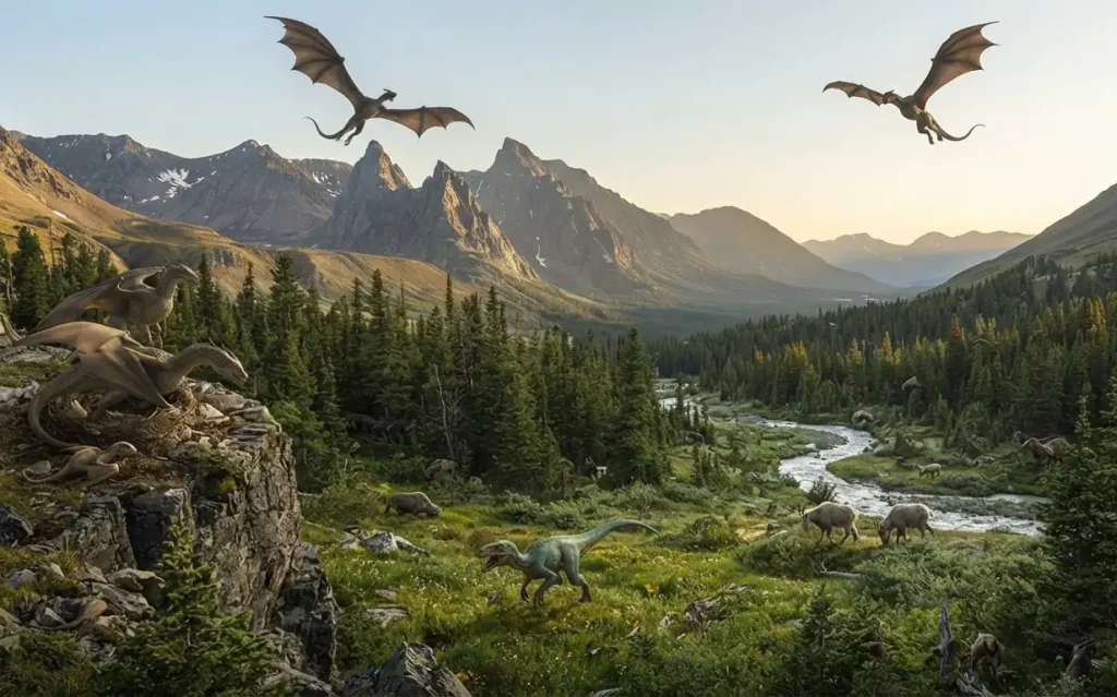 Dragon ecosystem showing predators, prey, and habitats.