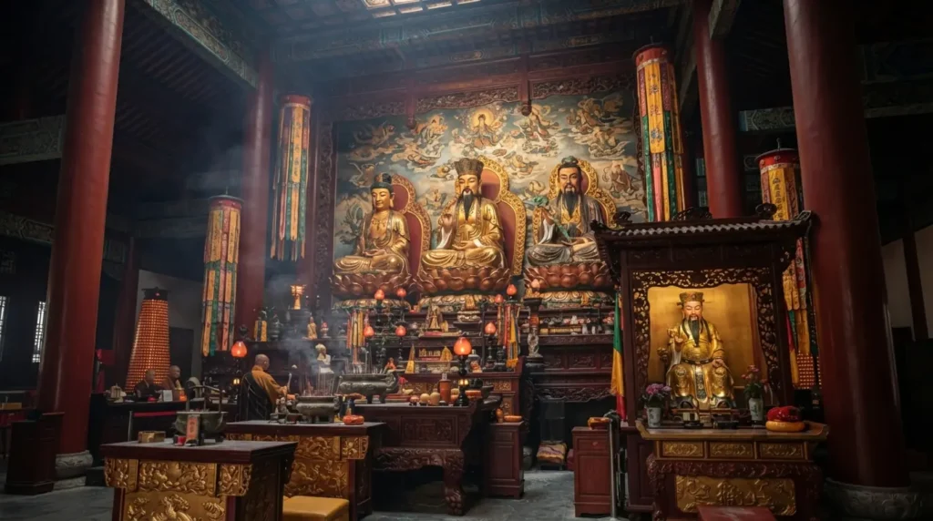 Daoist temple illustrating the hierarchy of deities.