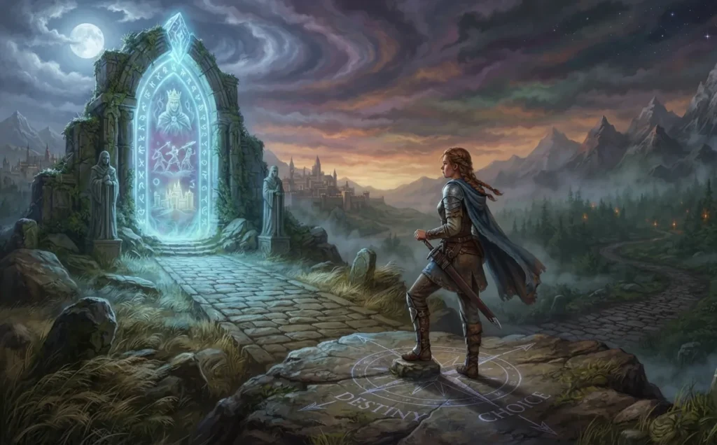 Hero choosing their own path despite destiny.