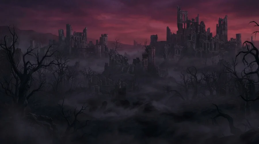 Cursed fantasy kingdom consumed by supernatural darkness.