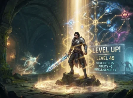 Progression fantasy & LitRPG hero advancing through levels and skills.
