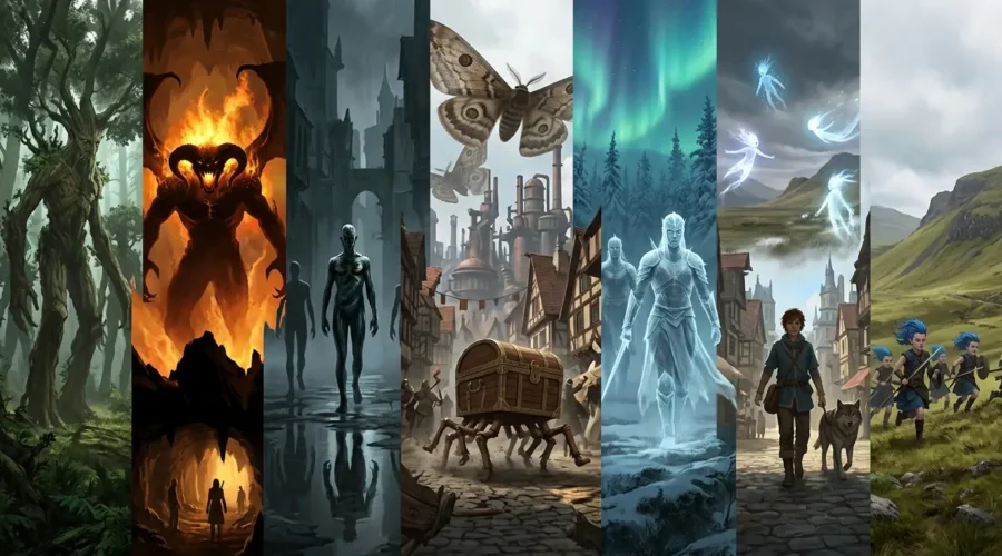 Nine original fantasy monsters from famous speculative fiction worlds