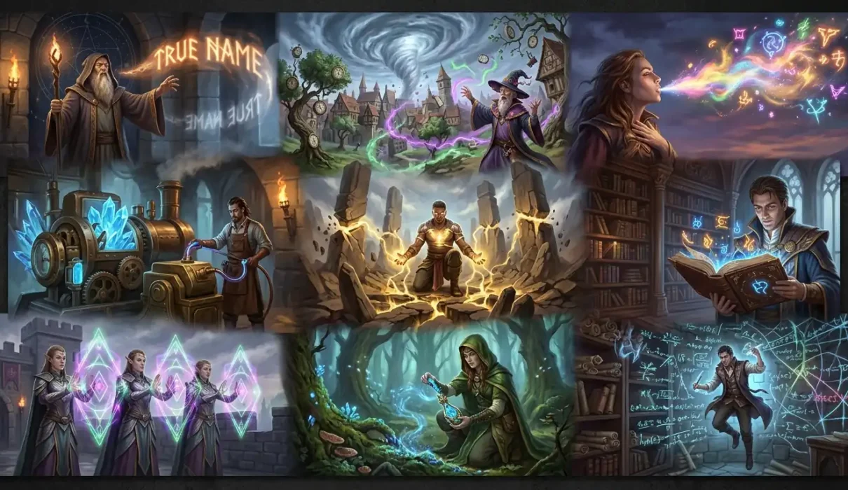 Nine fantasy worlds showing unconventional approaches to fantasy magic systems