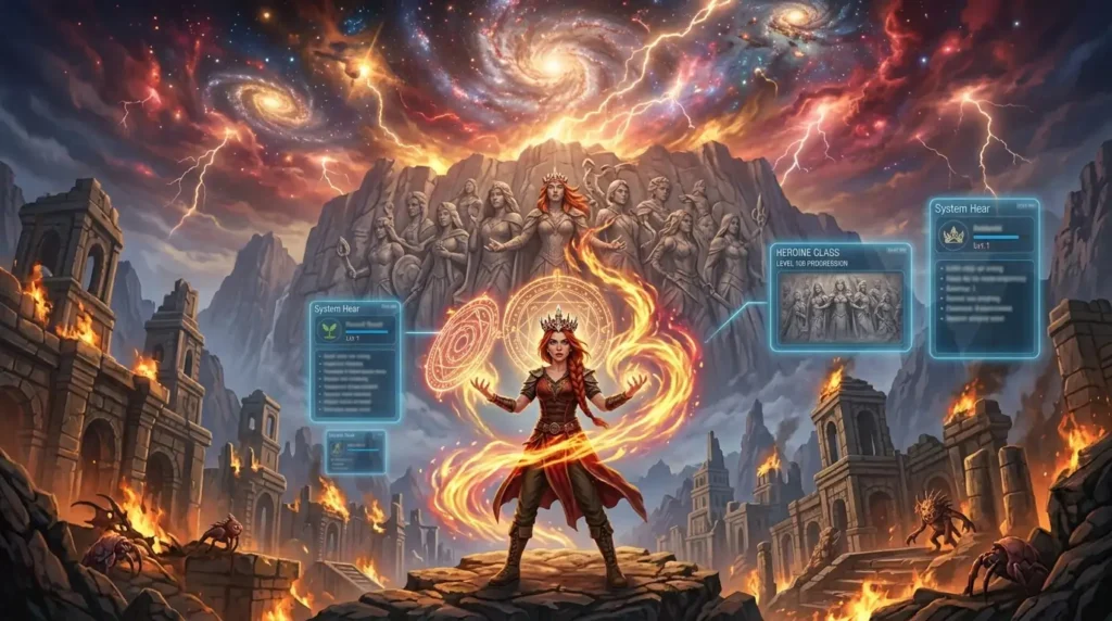 Female warrior mage confronting a magical destiny