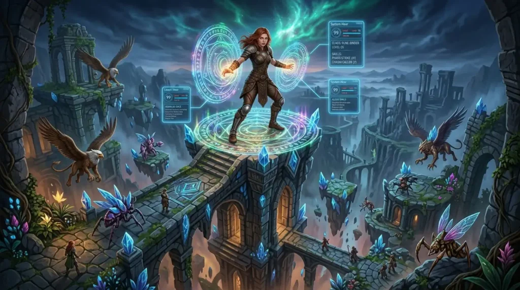 Female adventurer using unusual abilities in a fantasy world