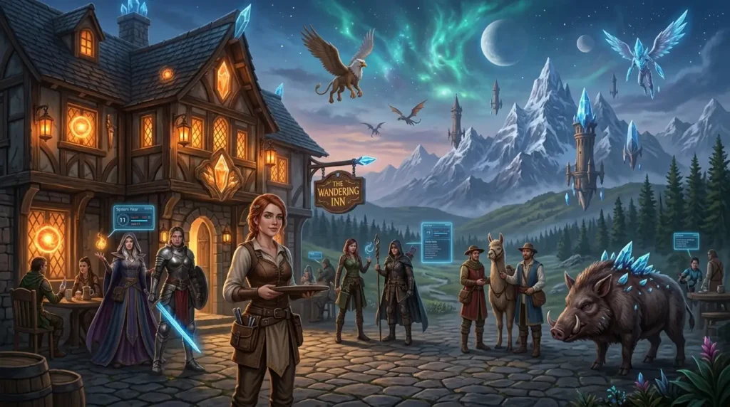 Female innkeeper running a magical fantasy inn