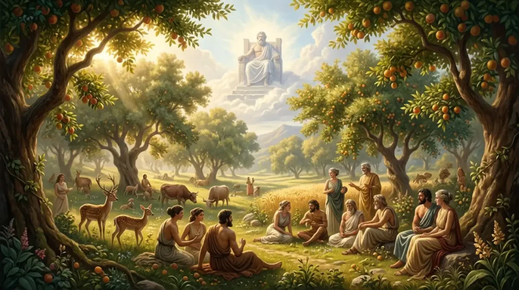 Peaceful Golden Age associated with the reign of Cronus