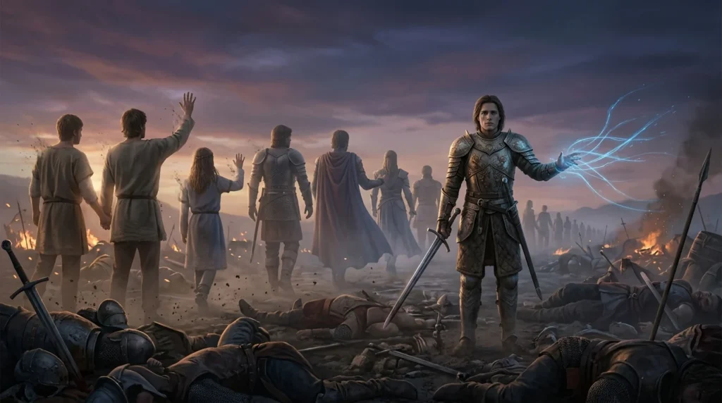 Immortal warrior watching loved ones disappear across generations