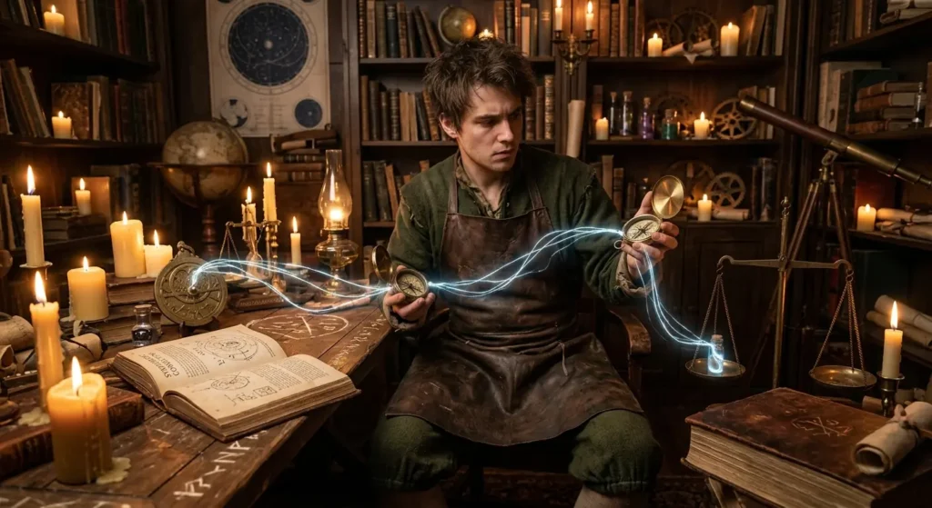 Arcanist using sympathetic magic through linked objects