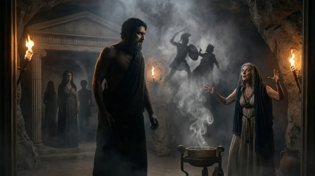 Oracle warning Cronus that one of his children will overthrow him