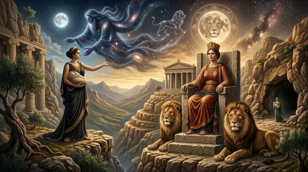 Rhea and Cybele represented as overlapping mother goddesses
