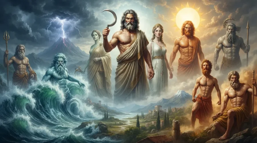 The Titans portrayed as powerful ancient Greek deities
