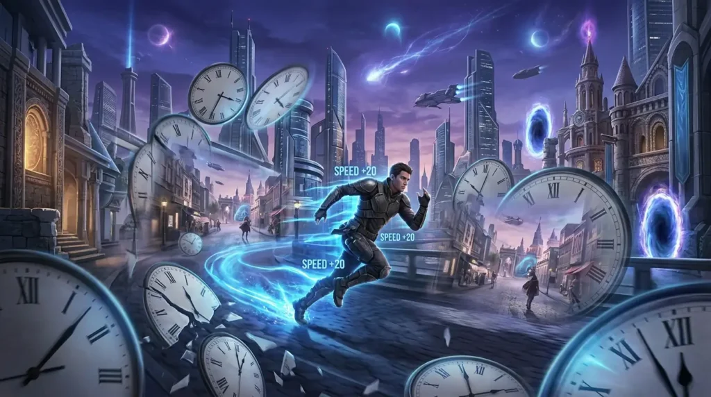 A time-looping hero moves through fractured versions of a city