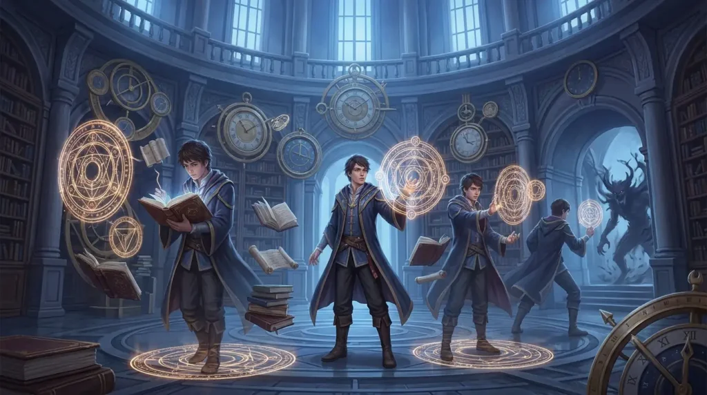 Young mage studies magic inside a repeating time loop
